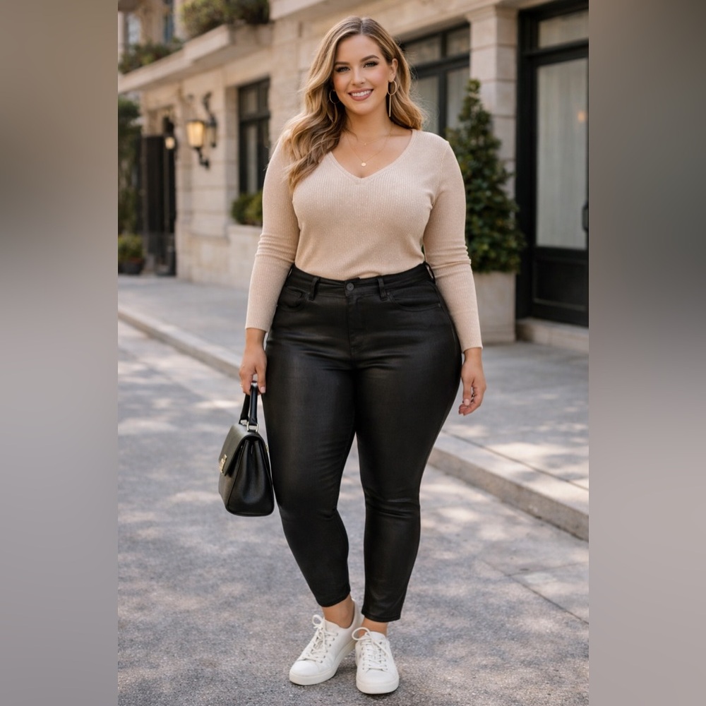 Celebrity Pink Coated high rise Skinny Jeans
